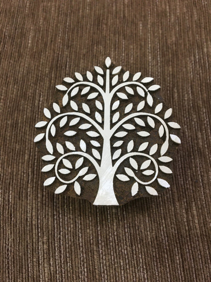 Medium Tree, hand carved Indian wood printing block; textile stamp; pottery stamp,