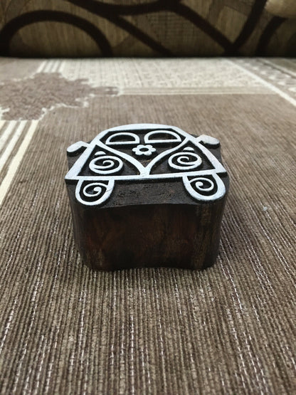Indian Wooden Printing Block – Hippy Campervan, pottery stamp ceramic mould scrapbooking tjap batik printing floral carved stamps.
