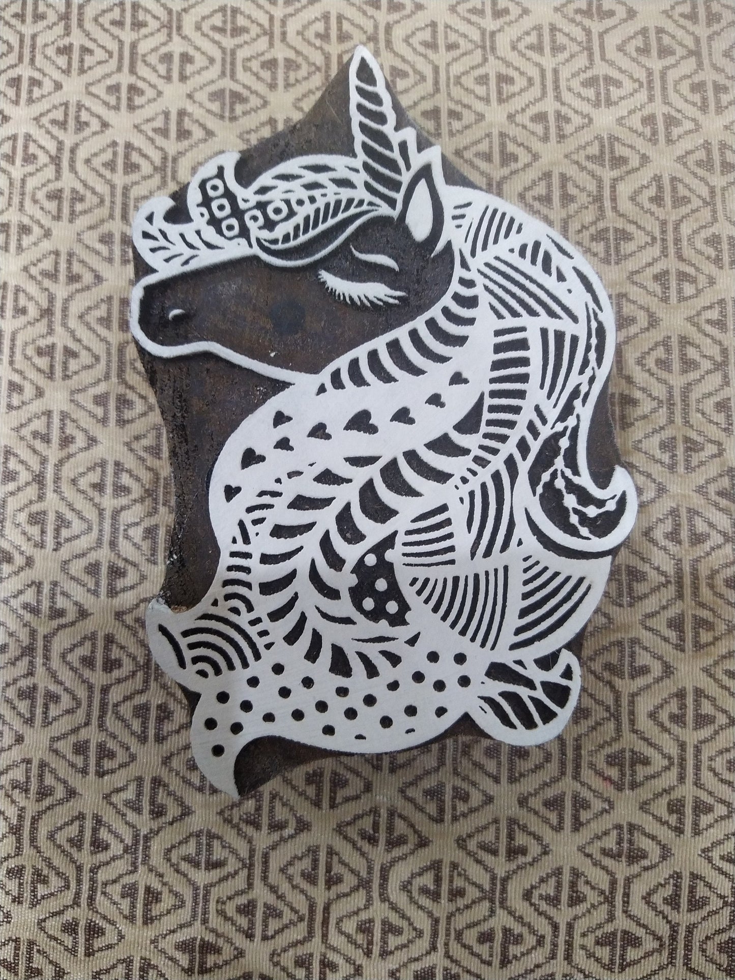 Lady Unicorn pottery stamp ceramic mold scrap booking tjap batik printing floral carved stamps.