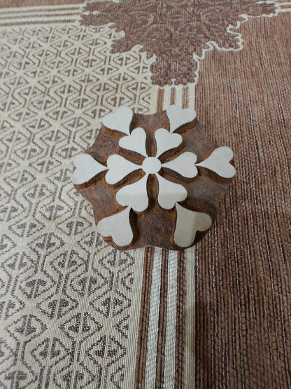 Heart Flower Mandala pottery stamp ceramic mold scrapbooking tjap batik printing floral carved stamps.