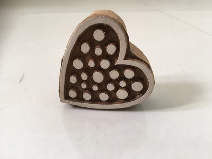 Heart with dots Indian Artistic Handicraft Items Wooden Printing Block,Tjaps,Batik stamps,pottery stamps,clay stamps,Indian wooden stamps,