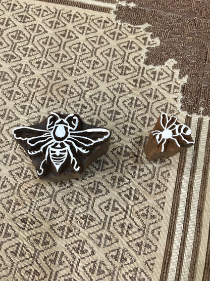 Honey Bees pottery stamp ceramic mold scrapbooking carved stamps.hand carved Indian wood printing block; textile stamp; pottery stamp,