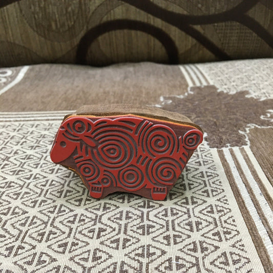 Curly Sheep Wood Mounted Stamp
