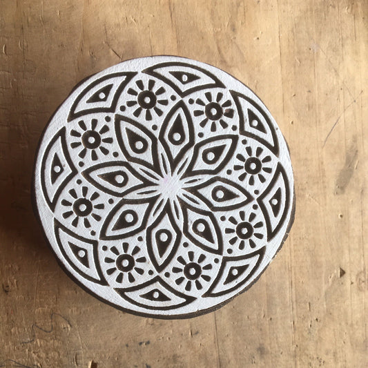 Geometric Floral Mandala Wooden Stamp