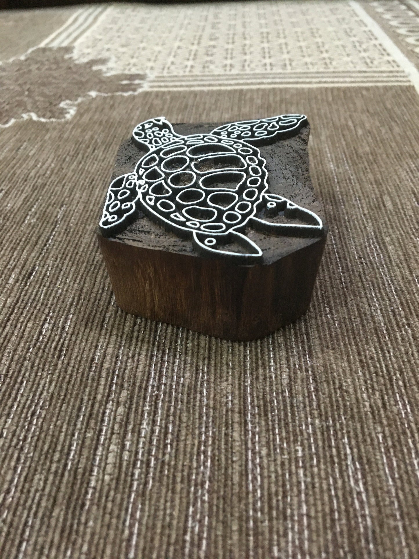 Indian Wood Stamp, Textile Stamp, Wood Blocks, Pottery Stamp,- TURTLE, hand carved Indian wood printing block; textile stamp; pottery stamp,