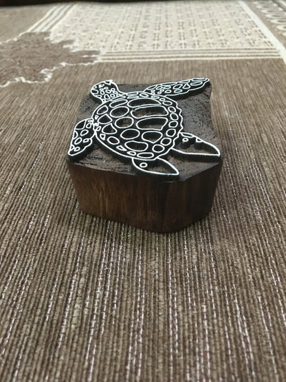 Indian Wood Stamp, Textile Stamp, Wood Blocks, Pottery Stamp,- TURTLE, hand carved Indian wood printing block; textile stamp; pottery stamp,