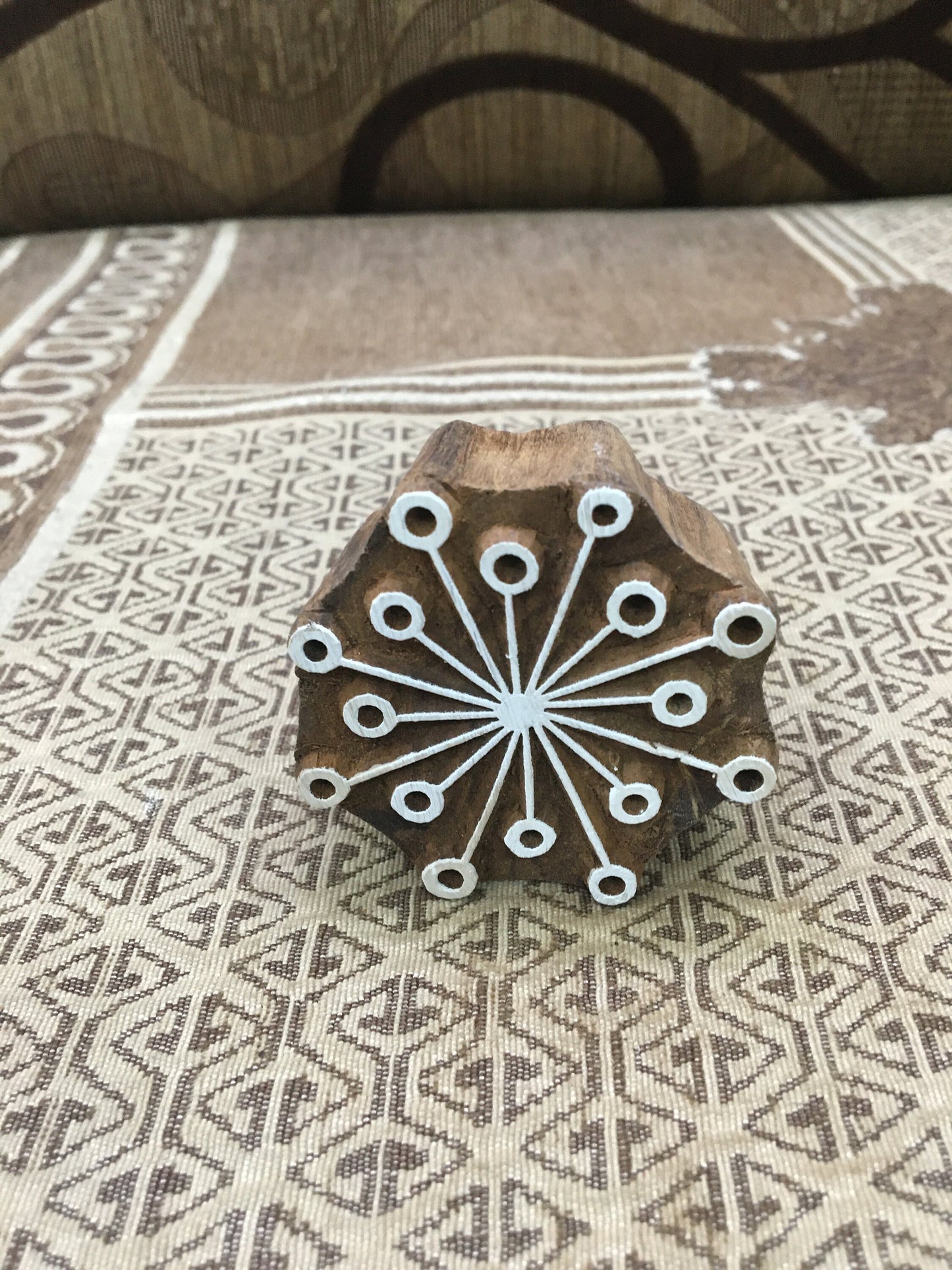 Indian Artistic Wooden Printing Block Mini seedhead starburst in Dynamic Patterns, fabricstamps, madebyhand, handcarvedstamp, fabricstamps