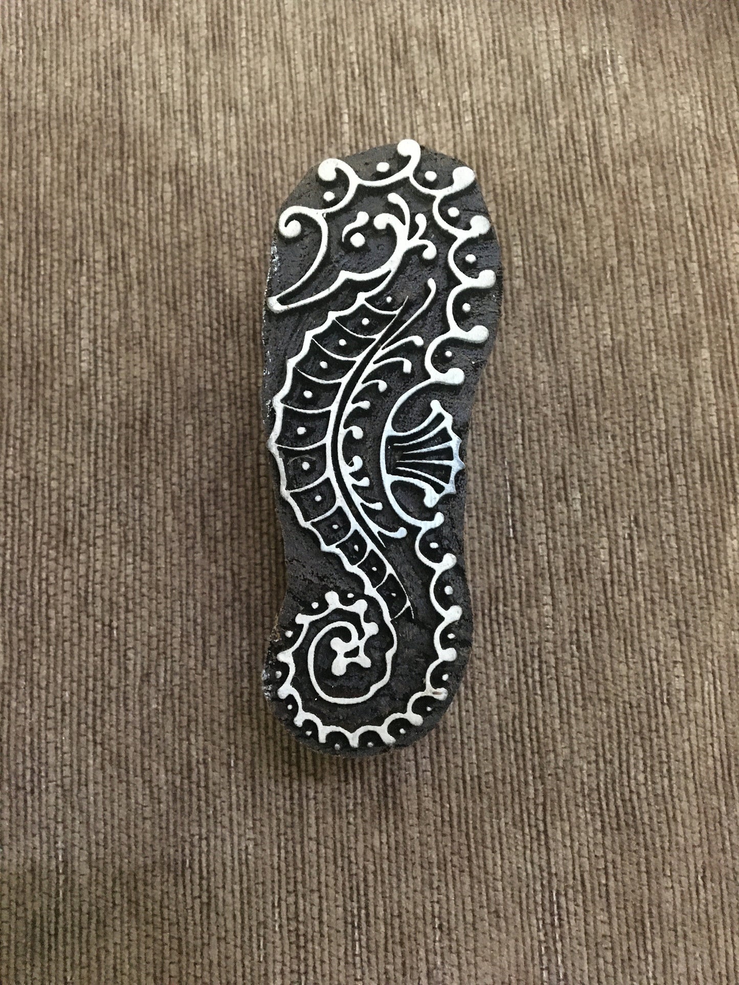 Seahorse stamp; Wood printing block; , Indian Textile Block Printing, Card & Paper, Ceramic , Nautical Ocean Theme, Nature Block,