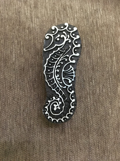 Seahorse stamp; Wood printing block; , Indian Textile Block Printing, Card & Paper, Ceramic , Nautical Ocean Theme, Nature Block,