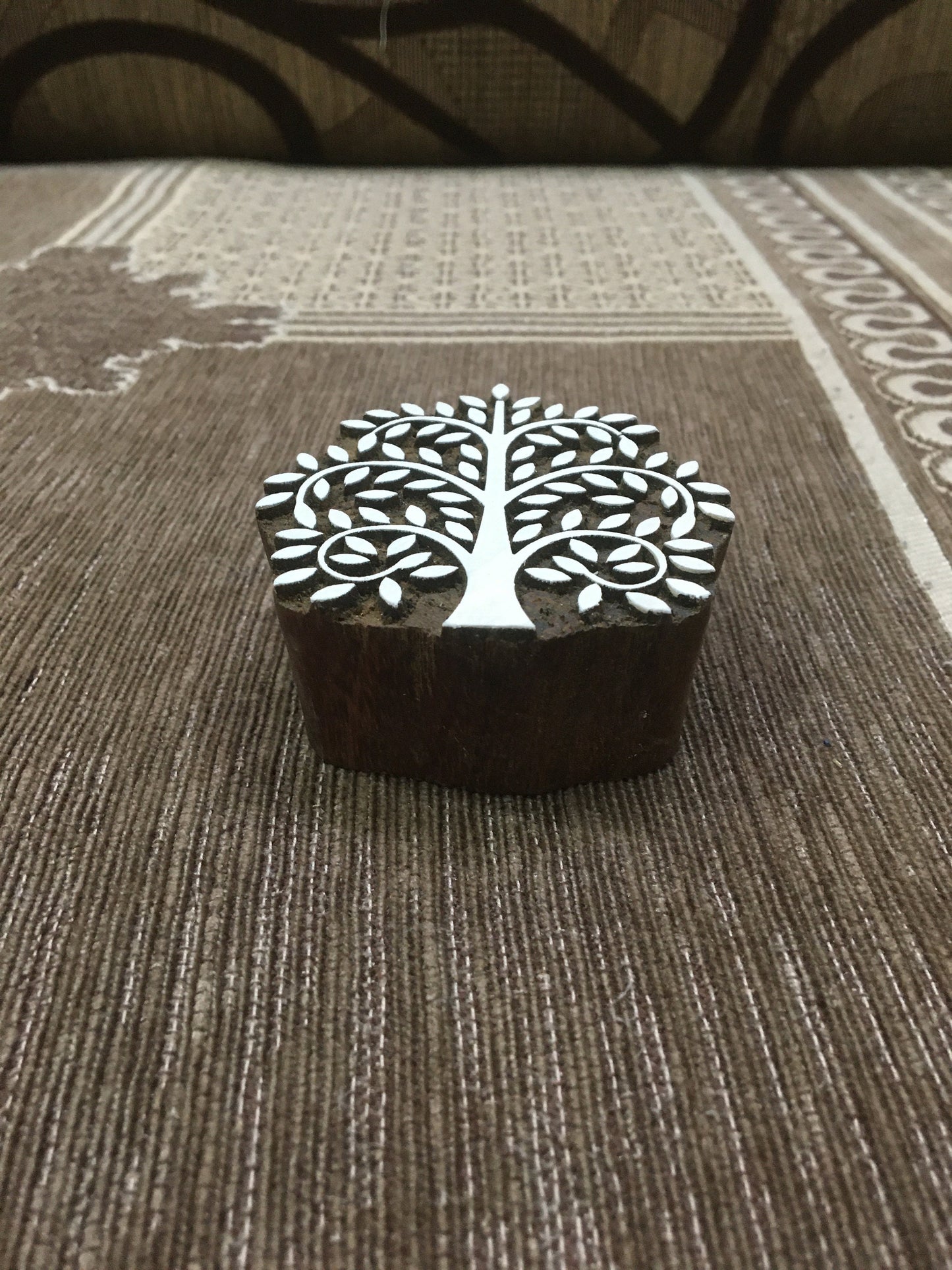 Medium Tree, hand carved Indian wood printing block; textile stamp; pottery stamp,
