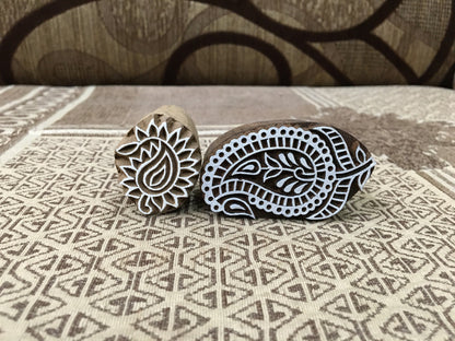 Paisley Pair pottery stamp ceramic mold scrapbooking tjap batik printing floral carved stamps.