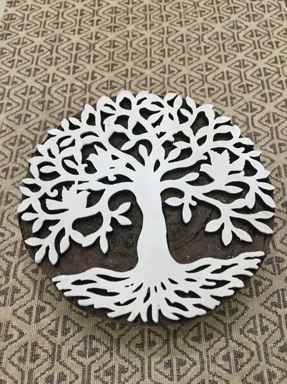 Mandala Tree, hand carved Indian wood printing block; textile stamp; pottery stamp,