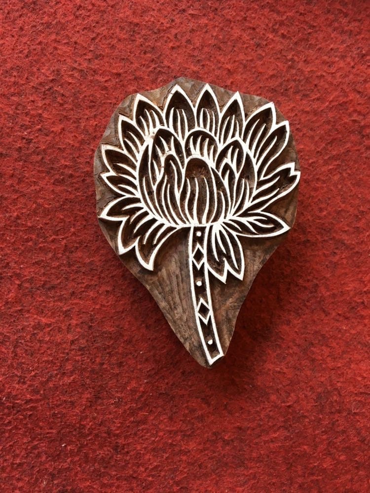 Indian Artistic Handicraft Item Floral 04, hand carved Indian wood printing block; textile stamp; pottery stamp,