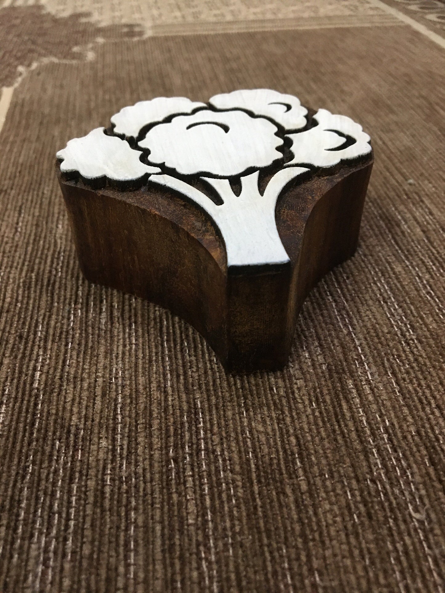 Indian Wooden Printing Block – Broccoli Vegetable stamp -  pottery stamp; textile stamp; Indian print block; clay stamp
