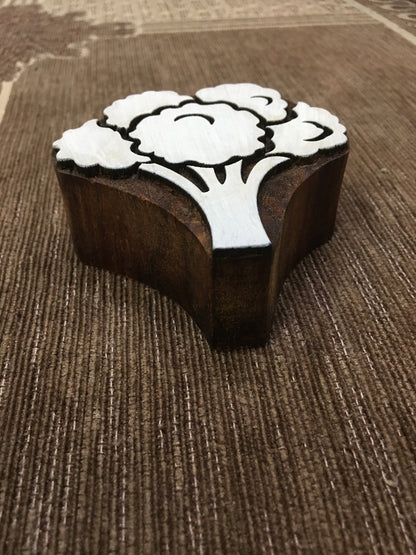 Indian Wooden Printing Block – Broccoli Vegetable stamp -  pottery stamp; textile stamp; Indian print block; clay stamp