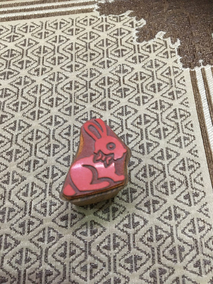 Indian Wooden Printing Block – Bunny With Bow Wood Mounted Rubber Stamp
