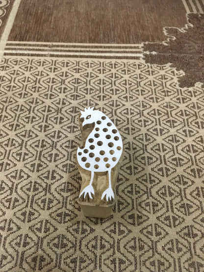 Funky Friends Hen: Playful Wooden Block Stamps for Creative Fun, hand carved Indian wood printing block; textile stamp; pottery stamp,