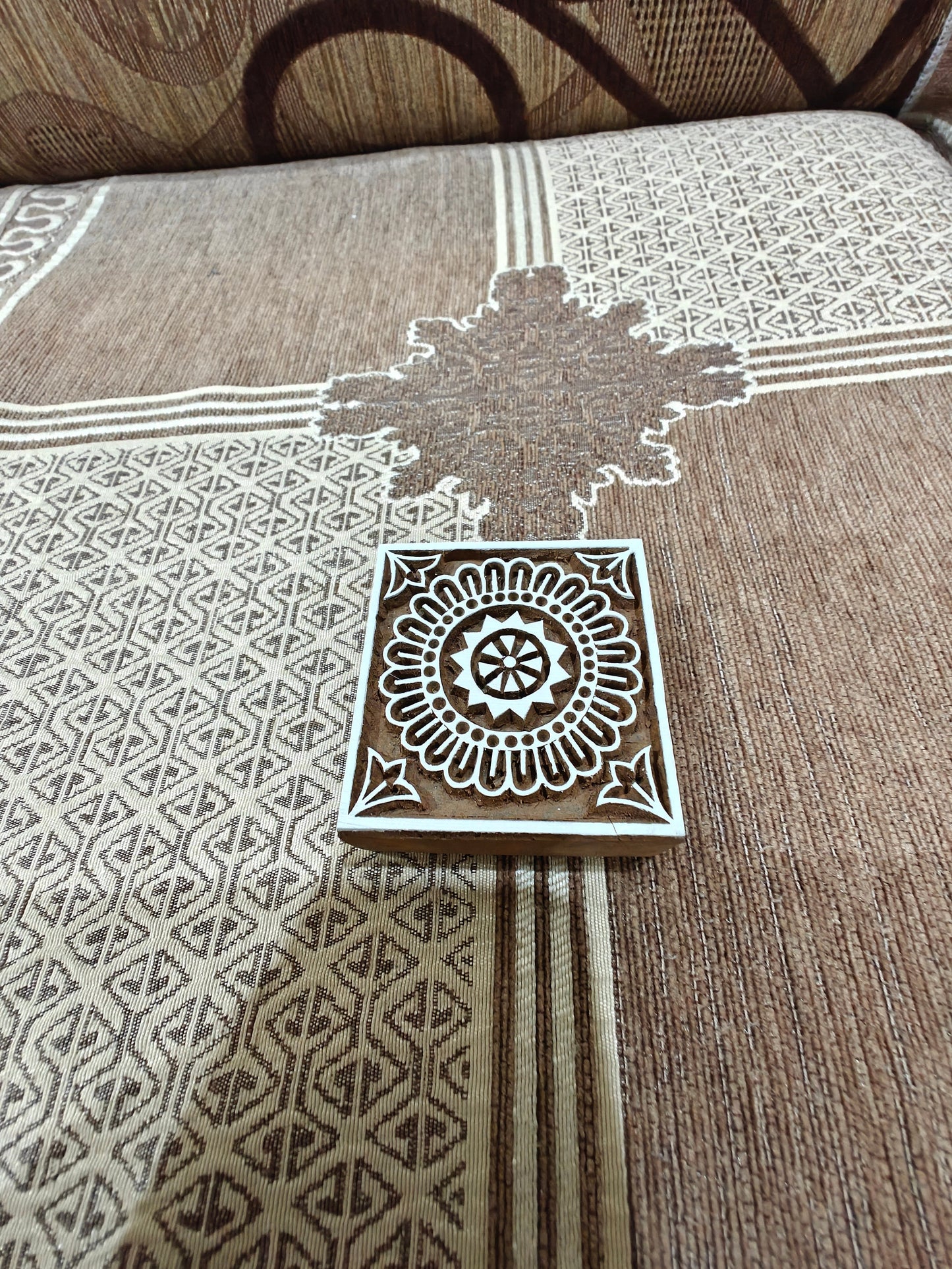 Medium Tile, pottery stamp ceramic mold scrap-booking tjap batik printing floral carved stamps.
