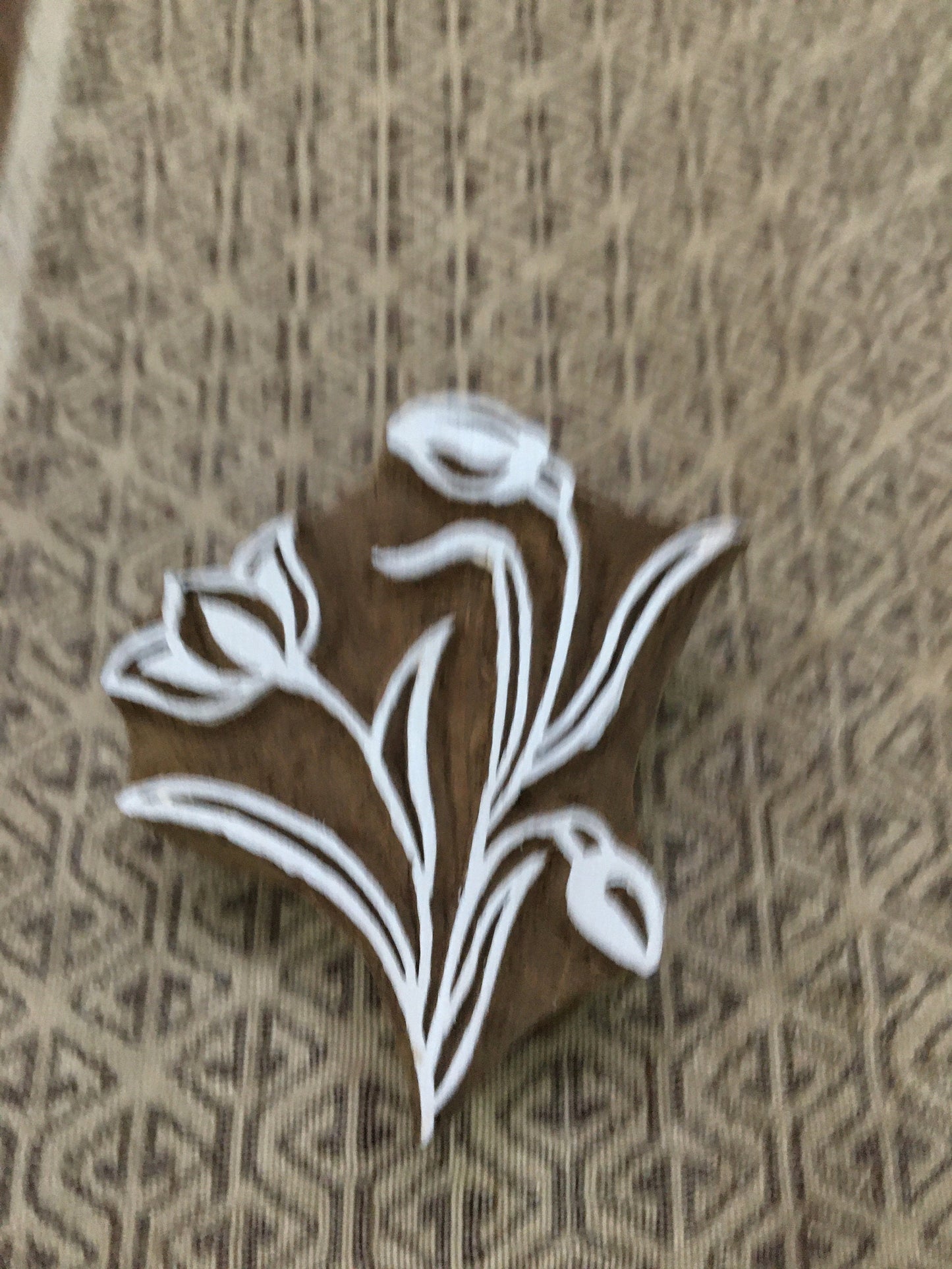Ivy Bunch, hand carved Indian wood printing block; textile stamp; pottery stamp,