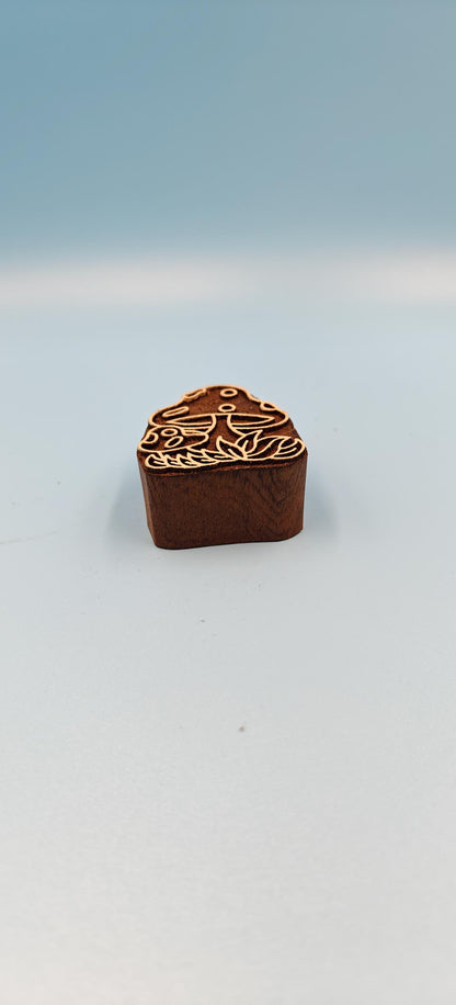 Hand-Carved Blooming Mushroom Wooden Printing Blocks; textile stamp; pottery stamp, Batik Stamps, Tjaps, Scrapbooking Stamps