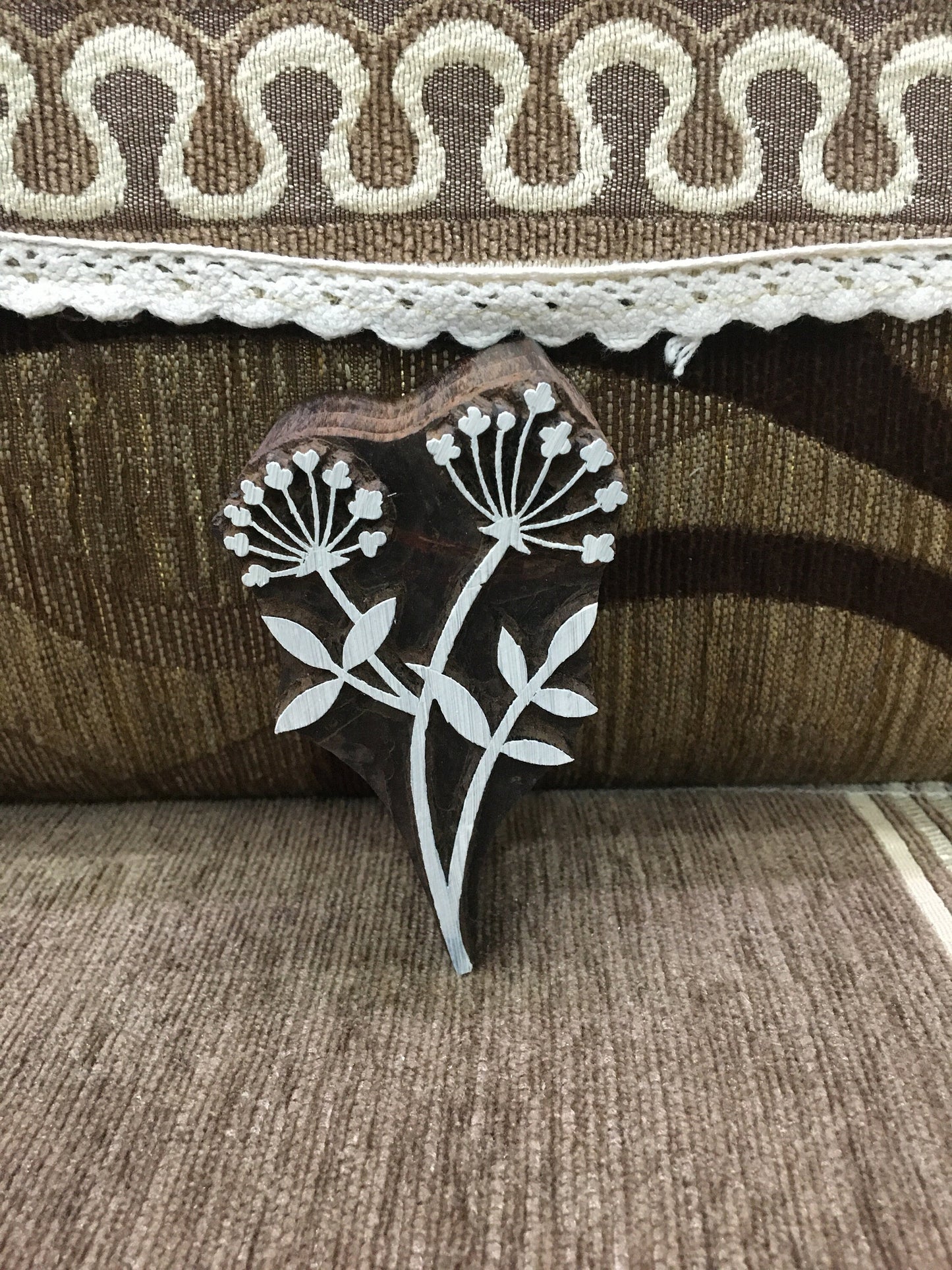 Indian Botanical Floral Wooden Printing Block Stamp: Exquisite Artistry from the East, hand carved  block; textile stamp; pottery stamp,