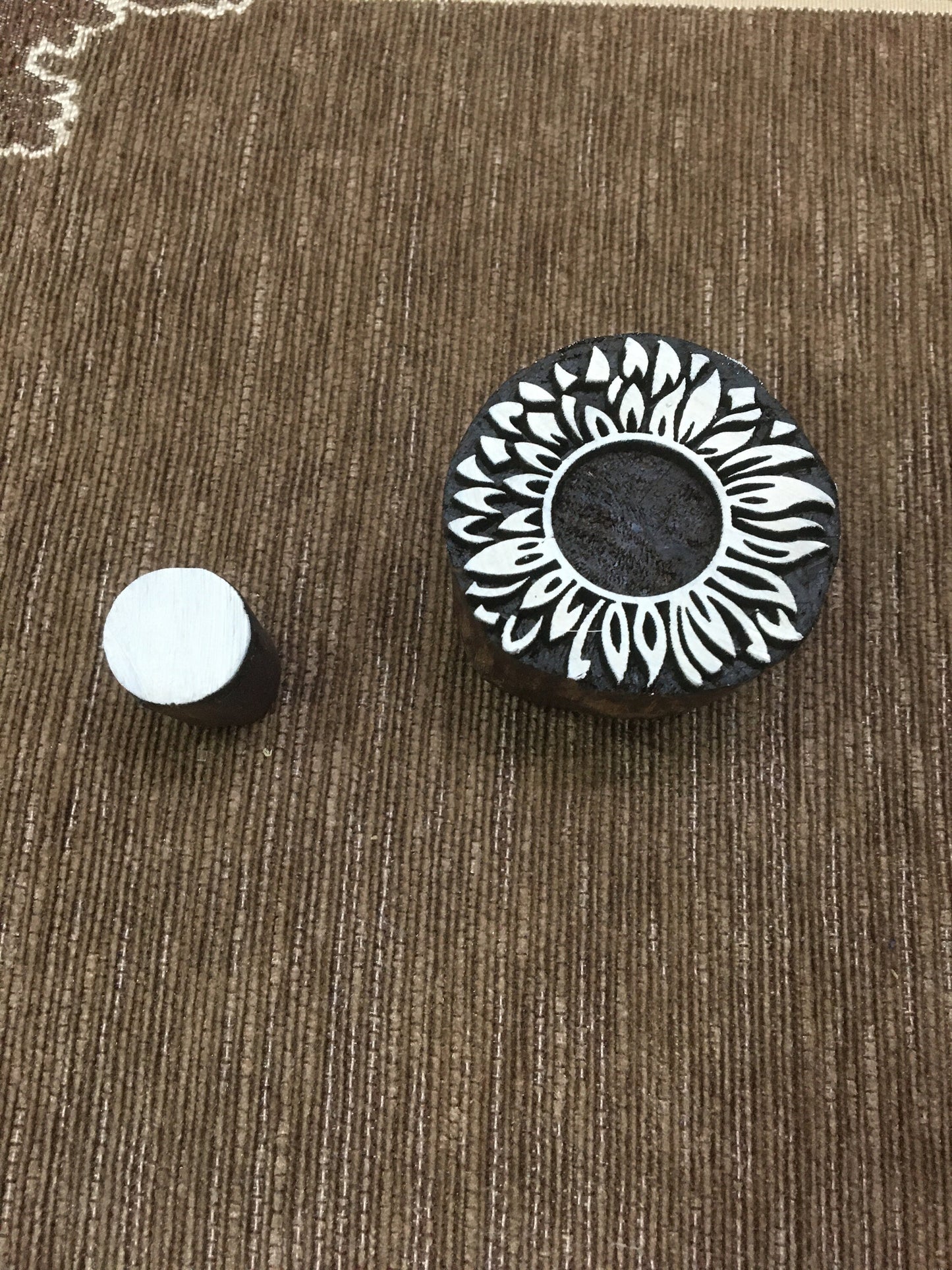 Indian Wooden Printing Block - Sun Flower, hand carved Indian wood printing block; textile stamp; pottery stamp,