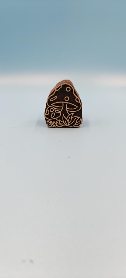 Hand-Carved Blooming Mushroom Wooden Printing Blocks; textile stamp; pottery stamp, Batik Stamps, Tjaps, Scrapbooking Stamps
