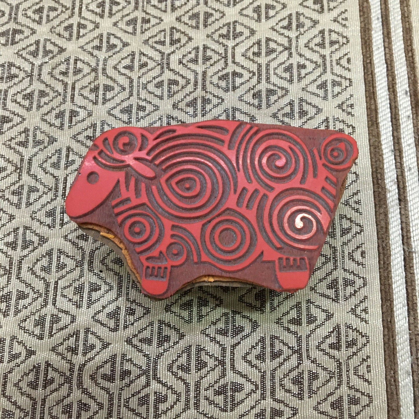 Curly Sheep Wood Mounted Rubber Stamp