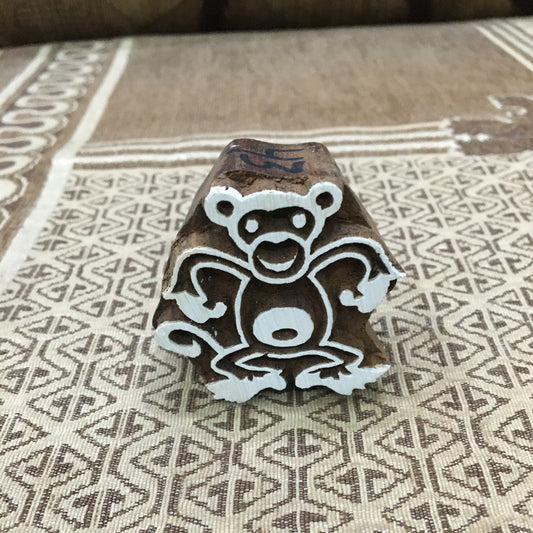 Dancing Monkey, hand carved Indian wood printing block