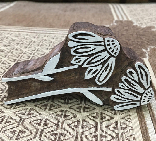 Double Daisy Flower Wooden Printing Block Stamp: Floral Elegance in Full Bloom...