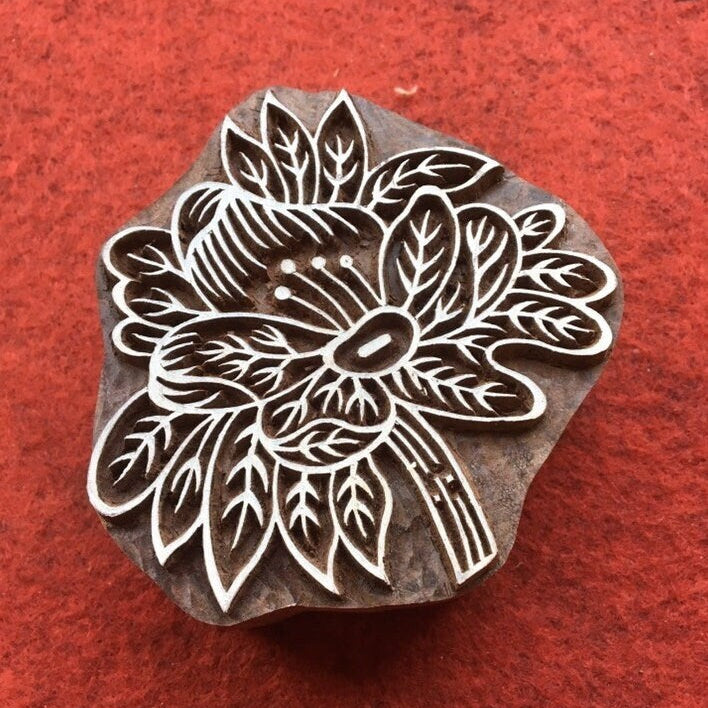 Floral 09, hand carved Indian wood printing block