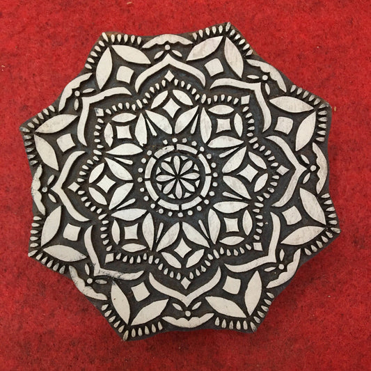 Floral Mandala Wood Stamp; Pottery Stamp; Wood Printing Block; Indian Stamp; Soap Stamp; Textile Print Block