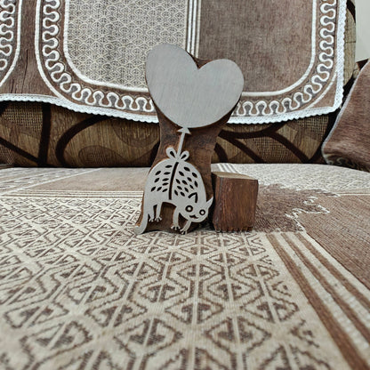 Hanging Cat On An Heart Balloon pottery stamp ceramic mold scrapbooking tjap batik printing floral carved stamps.