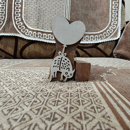 Hanging Cat On An Heart Balloon pottery stamp ceramic mold scrapbooking tjap batik printing floral carved stamps.