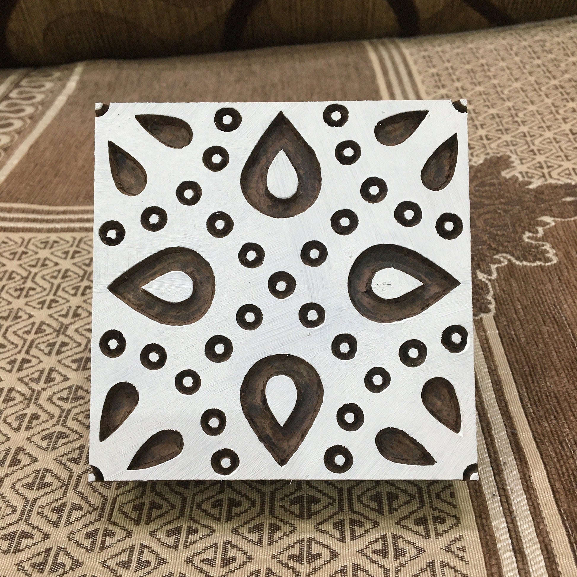 Leaf Pattern Square Repeat Pattern Wooden Stamp