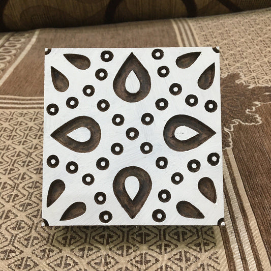 Leaf Pattern Square Repeat Pattern Wooden Stamp