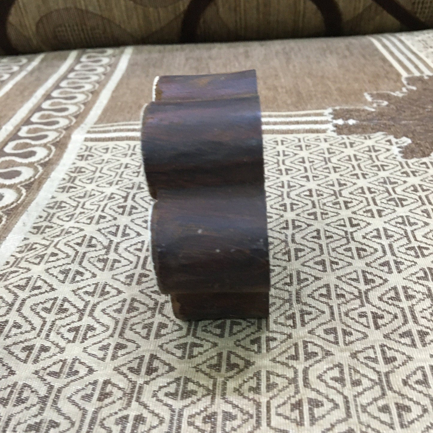 Geometric Mandal, round hand carved Indian wood printing block; textile stamp; pottery stamp,