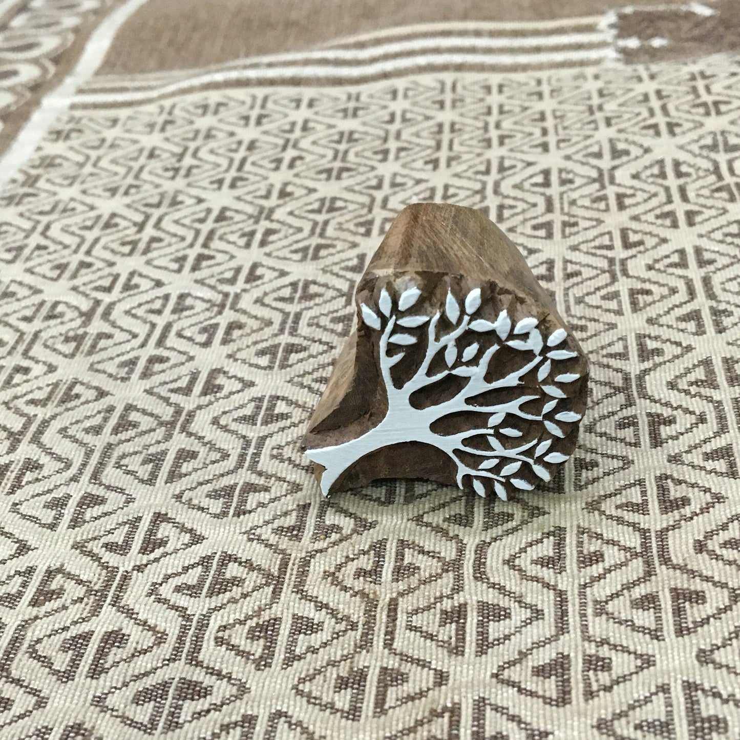 Mini Tree, hand carved Indian wood printing block; textile stamp; pottery stamp,