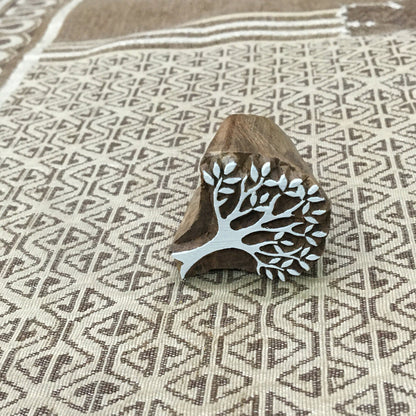 Mini Tree, hand carved Indian wood printing block; textile stamp; pottery stamp,