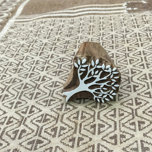 Mini Tree, hand carved Indian wood printing block; textile stamp; pottery stamp,