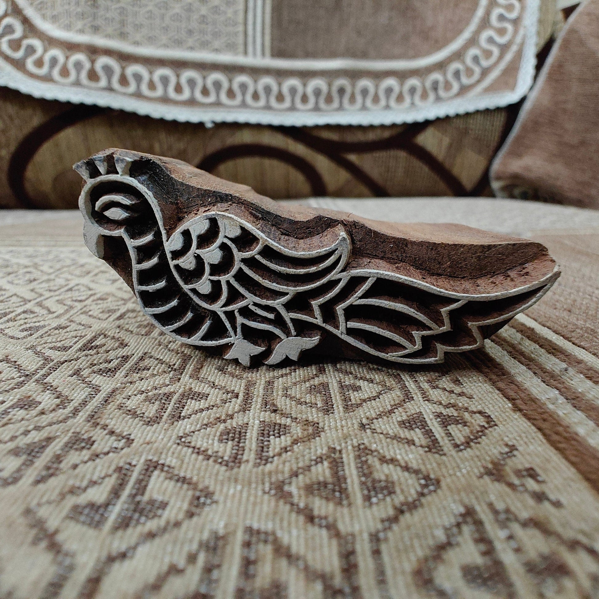 Silent Peacock pottery stamp ceramic mold scrapbooking tjap batik printing floral carved stamps.