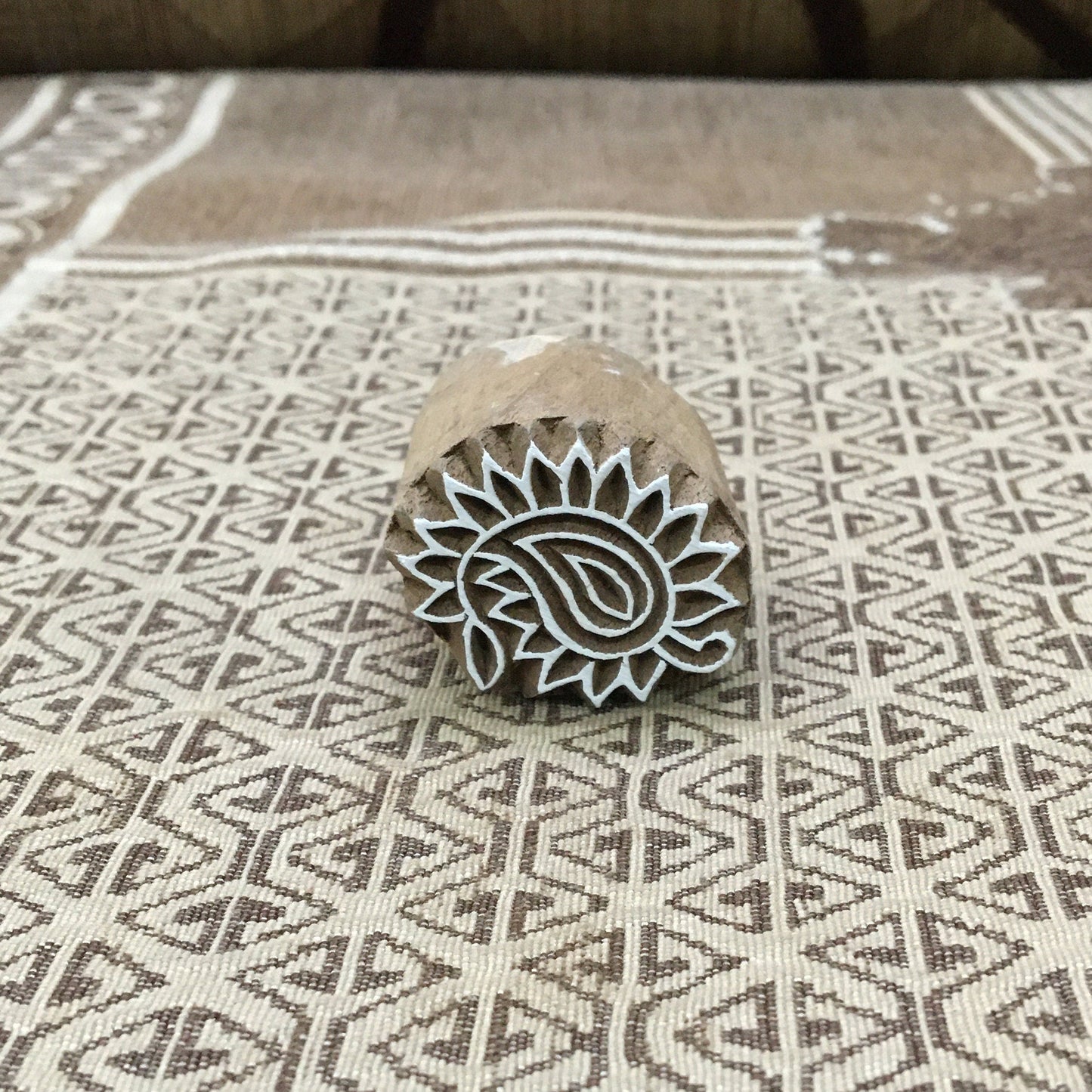 Small Paisley, hand carved Indian wood printing block; textile stamp; pottery stamp,