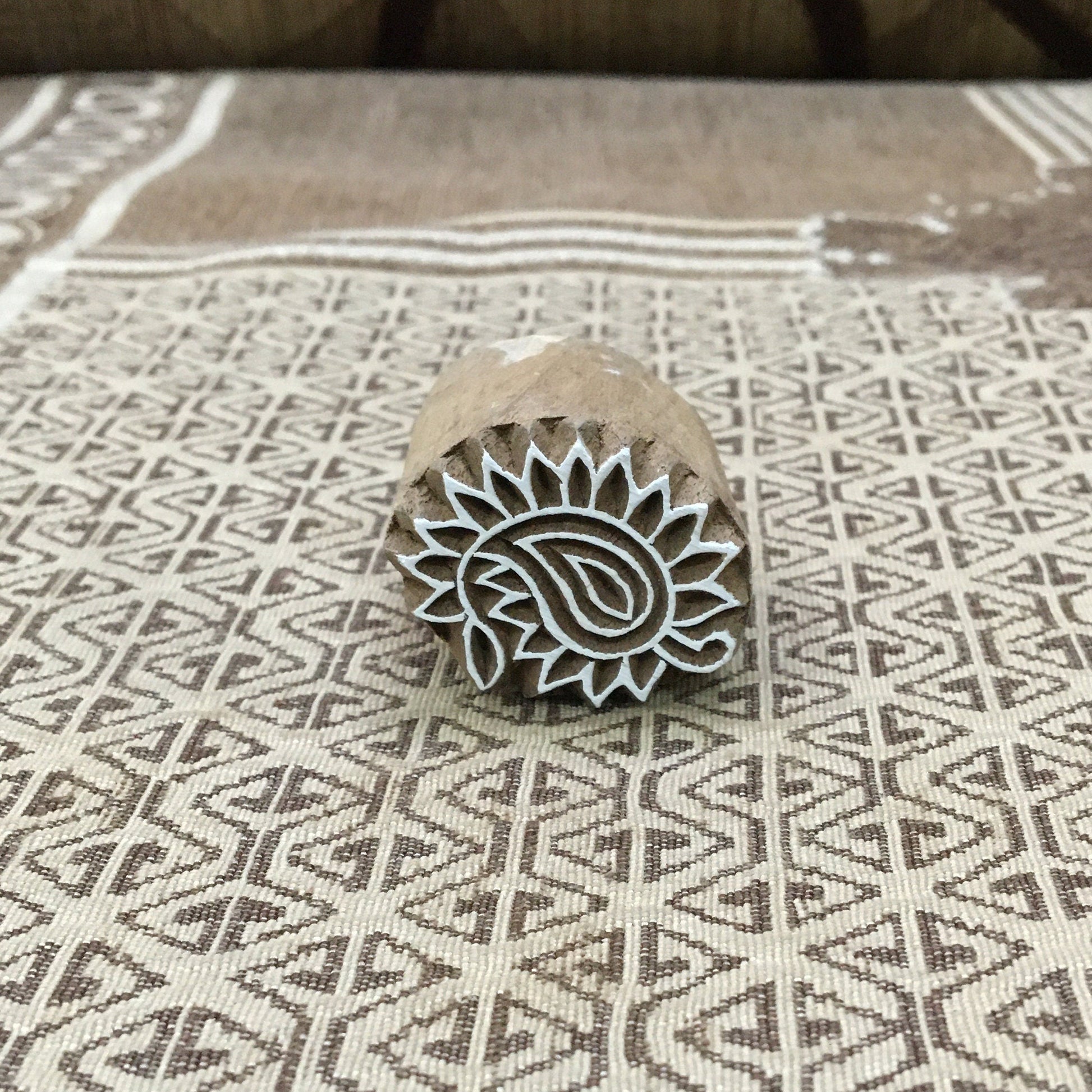 Small Paisley, hand carved Indian wood printing block; textile stamp; pottery stamp,