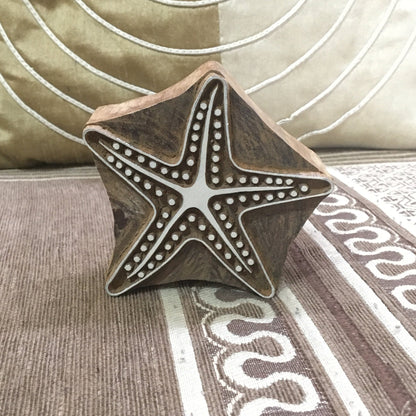 Indian Wooden Printing Block – Large Starfish, hand carved Indian wood printing block; textile stamp; pottery stamp,