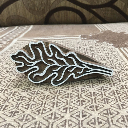 Tropical Leaf, hand carved Indian wood printing block; textile stamp; pottery stamp,