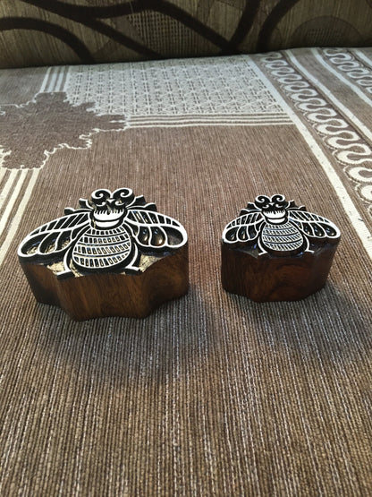 Sisters Queen bee wood stamp; Sister bumblebee;Pottery Stamp, scarpbooking stamp,Indian Hand Carved Stamp,