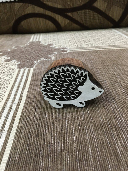 Indian Wooden Printing Block – Large Hedgehog, hand carved Indian wood printing block; textile stamp; pottery stamp,