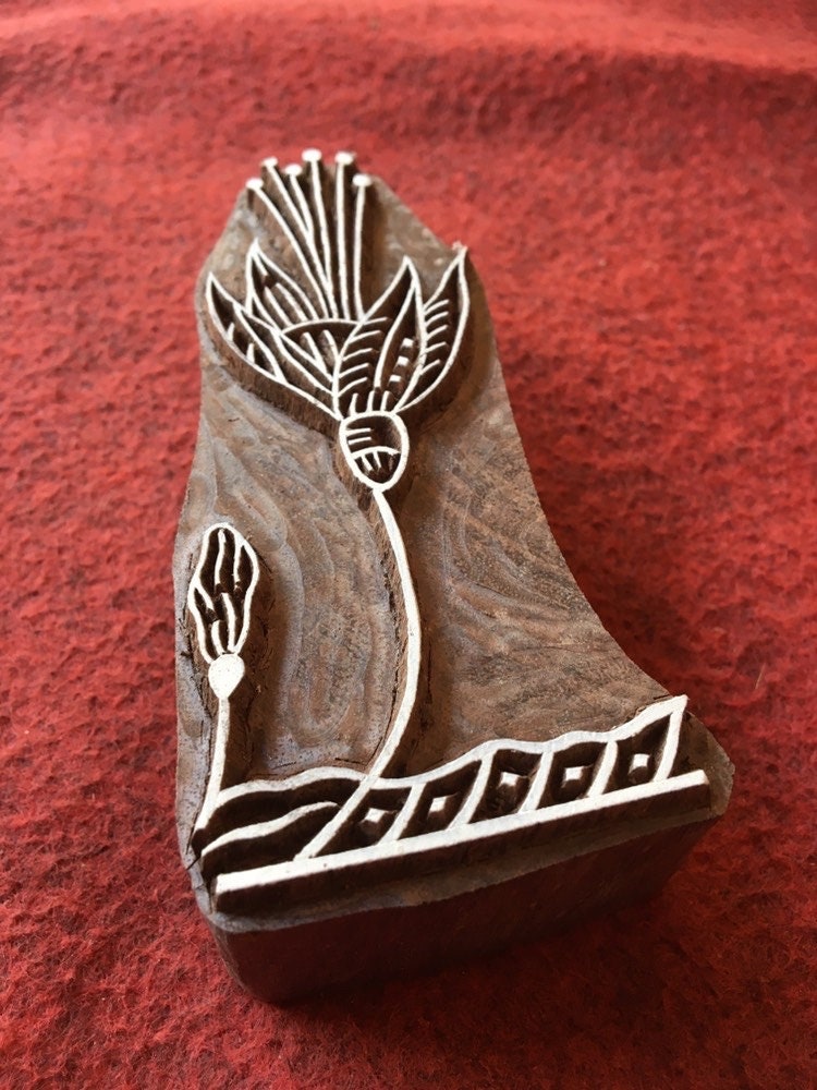 Indian Artistic Handicraft Item Floral 05, hand carved Indian wood printing block; textile stamp; pottery stamp,