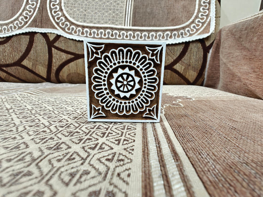 Medium Tile, pottery stamp ceramic mold scrap-booking tjap batik printing floral carved stamps.