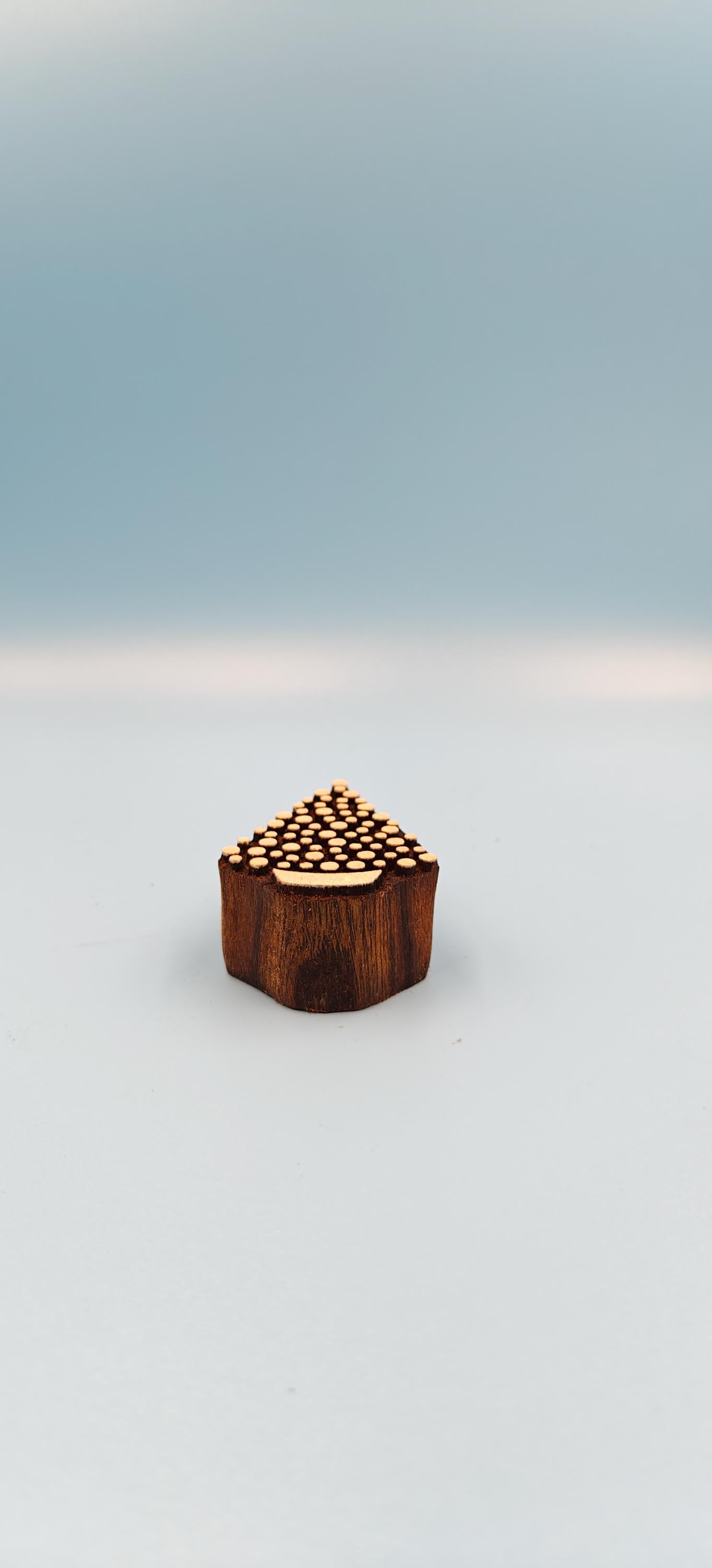 Hand-Carved Small Dotty Christmas Tree Stamp: Wooden Block for Holiday Crafting, Textile & Pottery Printing ; textile stamp; pottery stamp,